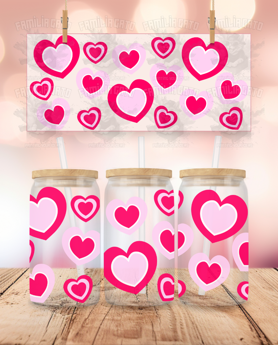 Valentine's Day - Double Pink Hearts UVDTF Wrap