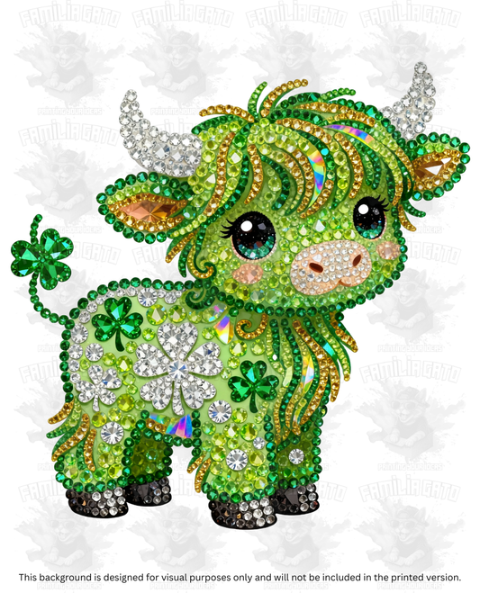 St. Patrick's Day Rhinestone Cow #6 DTF Transfer