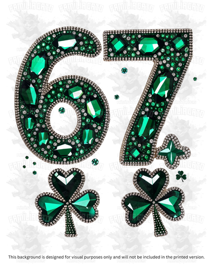 St. Patrick's Day Rhinestone Six Seven 67 #6 DTF Transfer