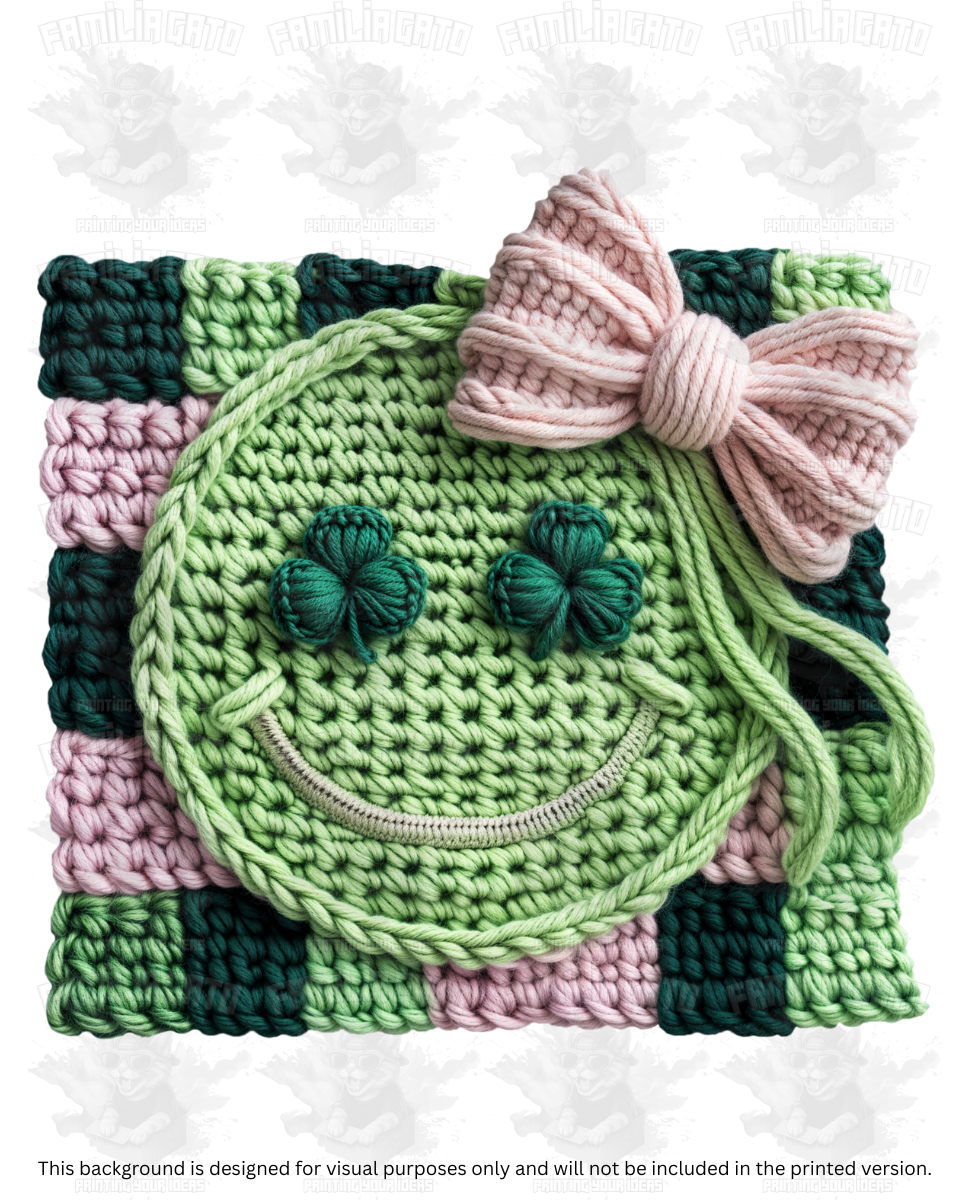 St. Patrick's Day Faux Yarn Happy Face DTF Transfer