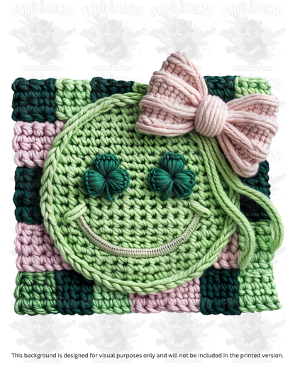 St. Patrick's Day Faux Yarn Happy Face DTF Transfer