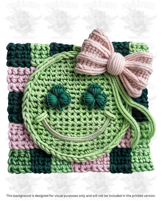 St. Patrick's Day Faux Yarn Happy Face DTF Transfer