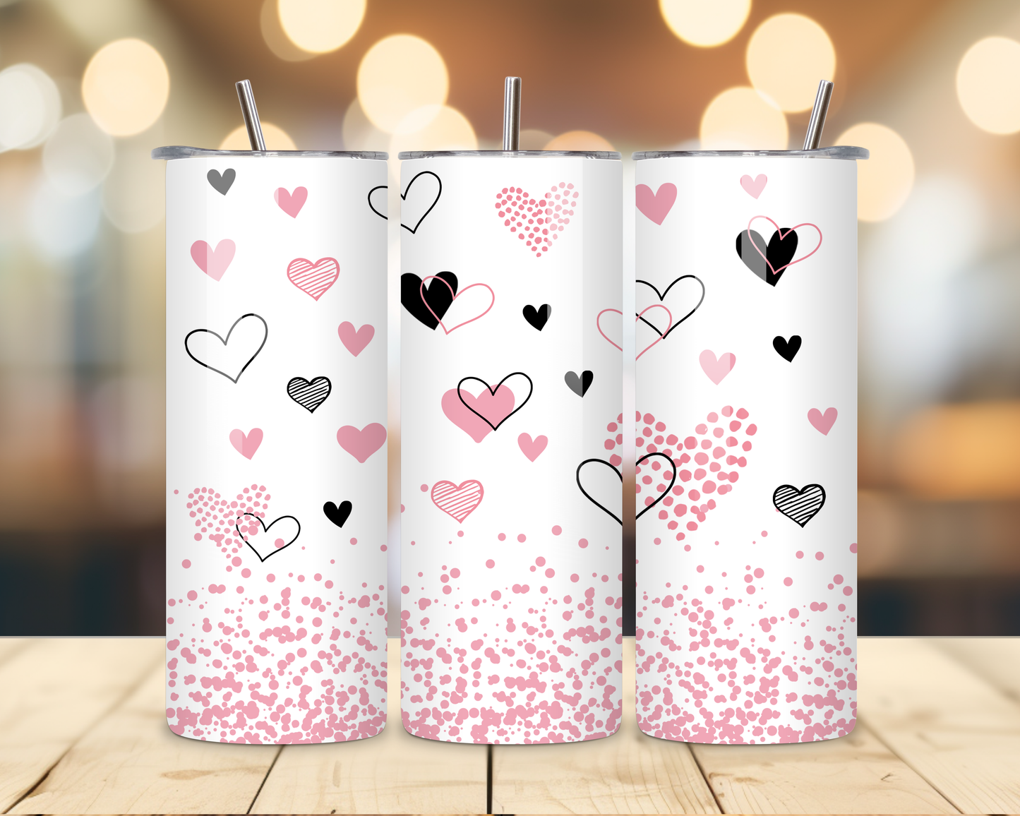 Valentine's Day - Hearts' Designs #1 - 20 Oz Stainless Steel Tumbler