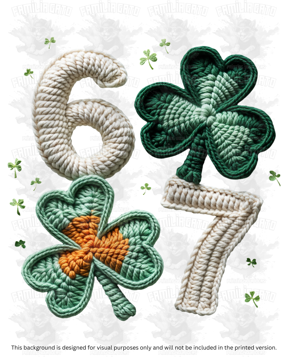 St. Patrick's Day Faux Yarn Six Seven 67 #6 DTF Transfer