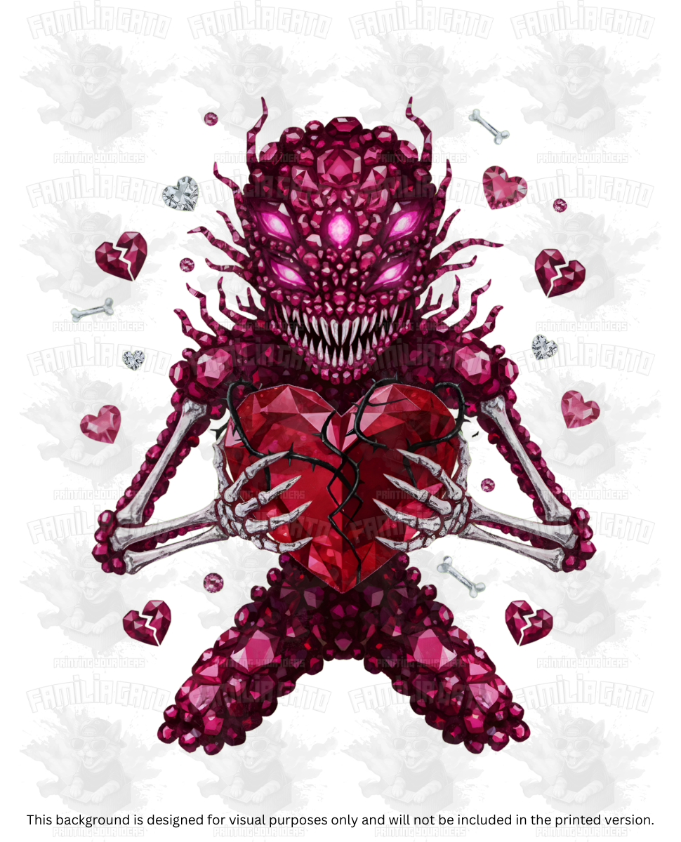 Valentine's Day - Rhinestone Multi-Eyed Monster DTF Transfer