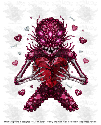 Valentine's Day - Rhinestone Multi-Eyed Monster DTF Transfer