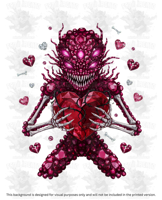 Valentine's Day - Rhinestone Multi-Eyed Monster DTF Transfer