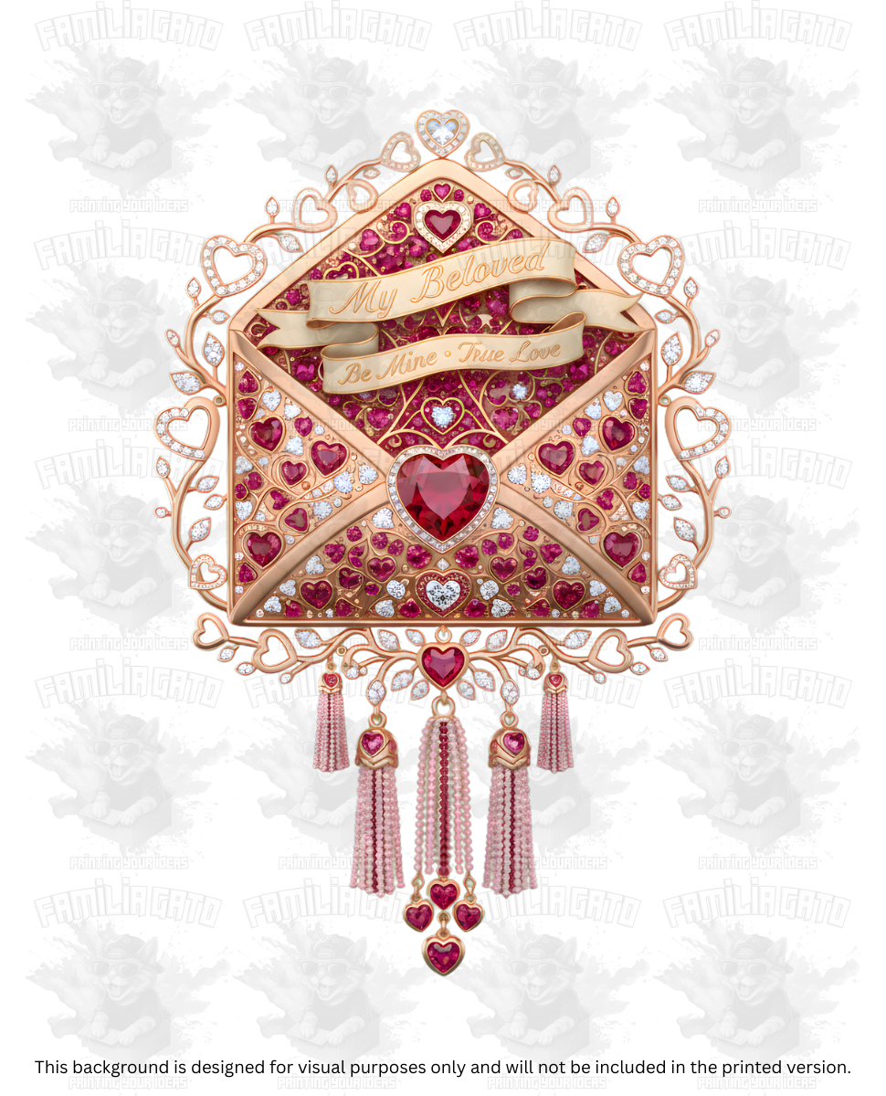 Valentine's Day - Rhinestone Love Envelope with Tassels DTF Transfer