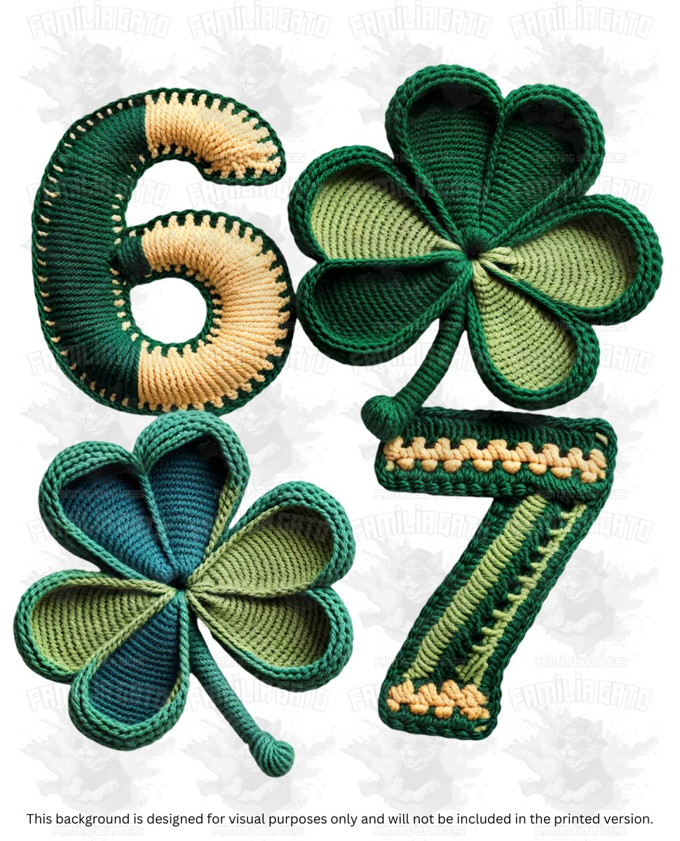 St. Patrick's Day Faux Yarn Six Seven 67 #7 DTF Transfer