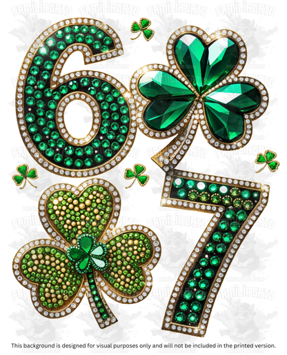 St. Patrick's Day Rhinestone Six Seven 67 #7 DTF Transfer