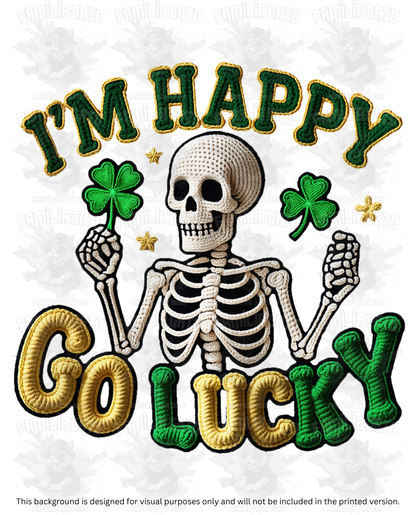 St. Patrick's Day Faux Yarn I'm Happy Go Lucky DTF Transfer