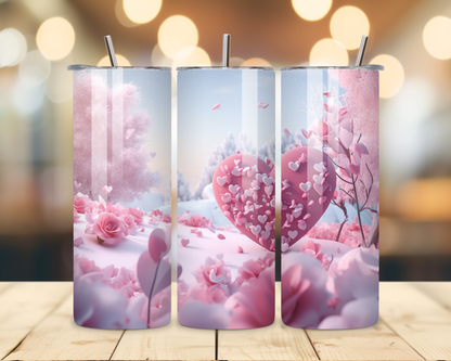 Valentine's Day - Pink 3D Effect Designs #3 - 20 Oz Stainless Steel Tumbler