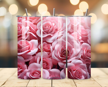 Valentine's Day - Flower Designs - 20 Oz Stainless Steel Tumbler