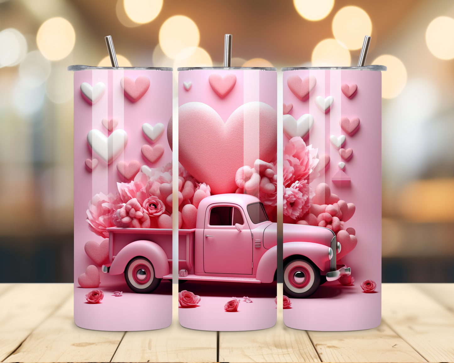 Valentine's Day - Truck Designs - 20 Oz Stainless Steel Tumbler