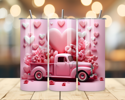 Valentine's Day - Truck Designs - 20 Oz Stainless Steel Tumbler