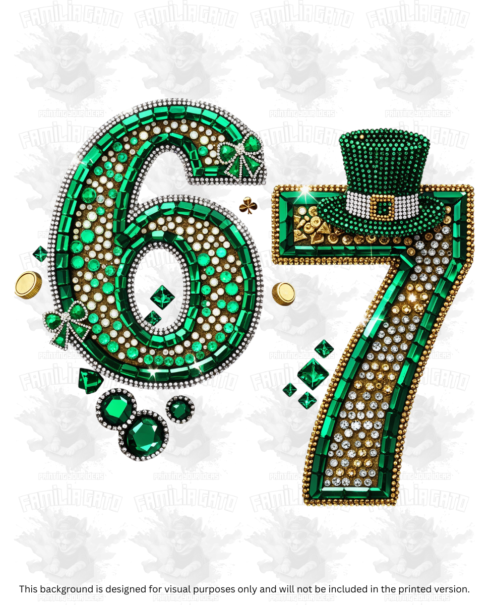 St. Patrick's Day Rhinestone Six Seven 67 #8 DTF Transfer