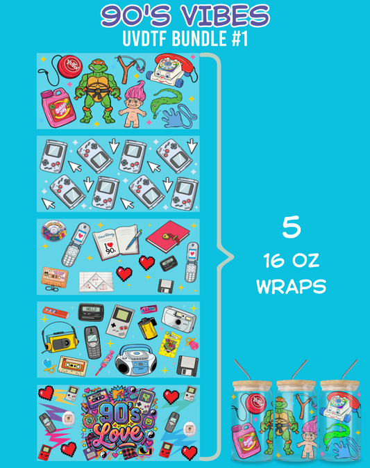 90's Vibes UVDTF Bundles - 16 Oz Libbey Glass Can Wrap