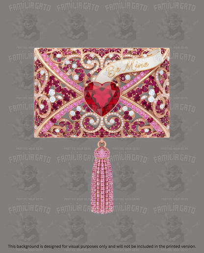 Valentine's Day - Rhinestone Pink Envelope with Tassel DTF Transfer