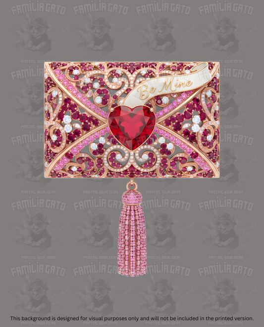 Valentine's Day - Rhinestone Pink Envelope with Tassel DTF Transfer