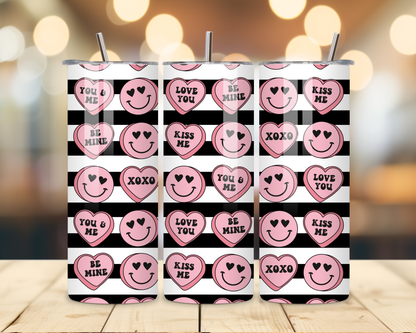 Valentine's Day - Striped Designs - 20 Oz Stainless Steel Tumbler