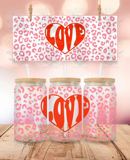 Valentine's Day - Leopard Love Red Heart UVDTF Wrap