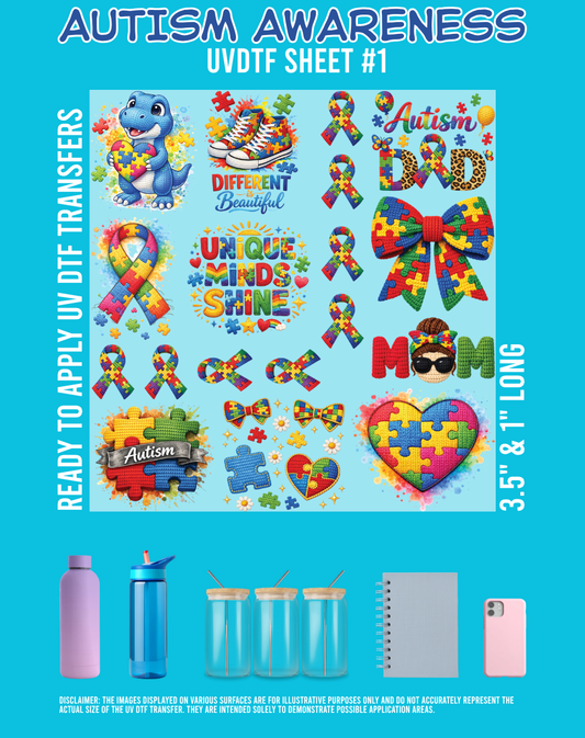 Autism Awareness UVDTF Sheet