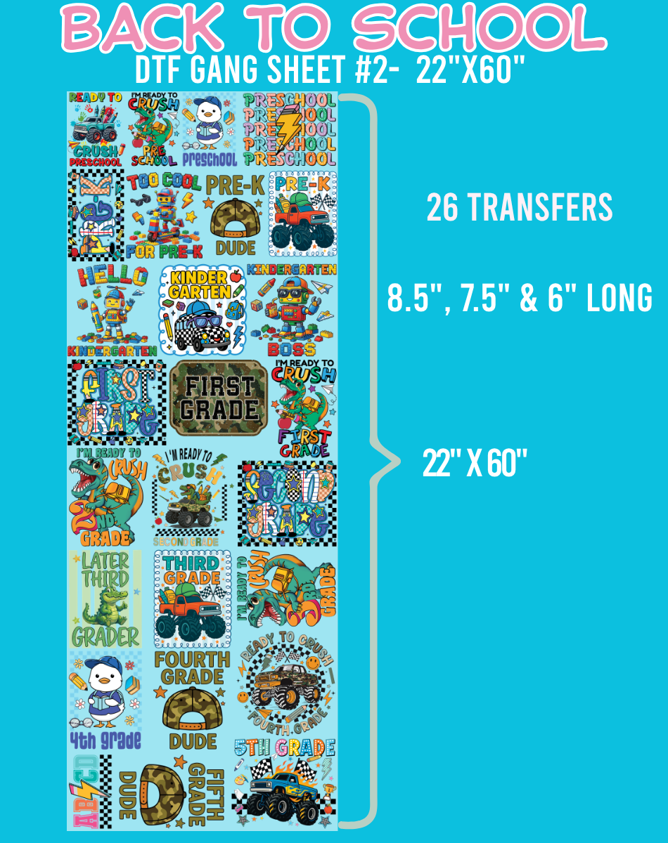 Back to School DTF Gang Sheets - 22"x60"