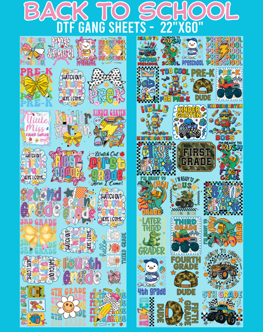 Back to School DTF Gang Sheets - 22"x60"