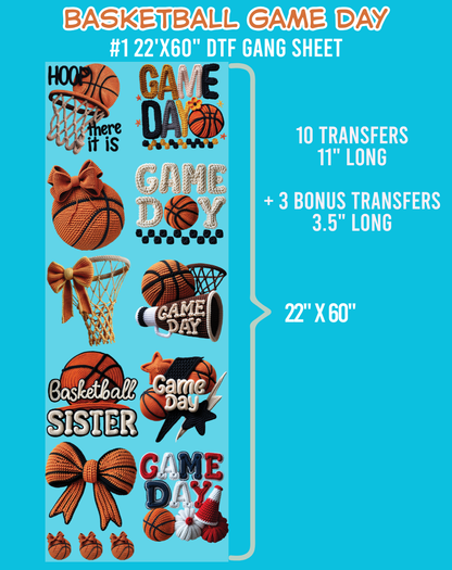 Basketball Game Day DTF Gang Sheet #1 - 22"x60"