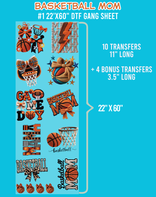Basketball Mom DTF Gang Sheet #1 - 22"x60"