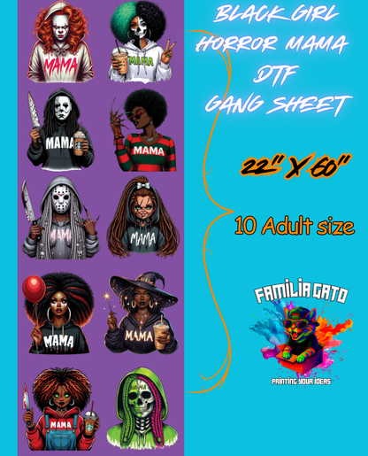 Black Girl Horror MAMA Gang Sheet - 22"x60"
