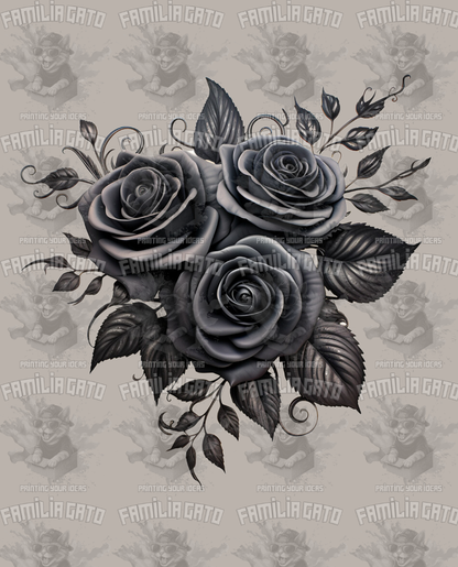 Black Roses Bouquet DTF Transfer