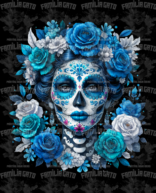 Blue Catrina DTF Transfer