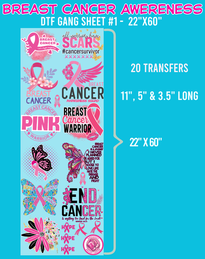 Breast Cancer Awareness DTF Gang Sheets - 22"x60"