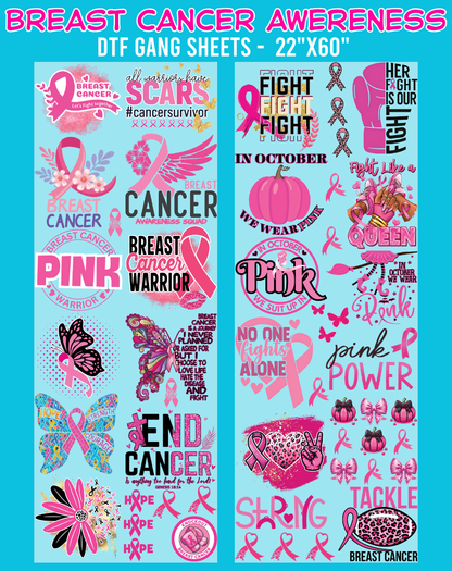 Breast Cancer Awareness DTF Gang Sheets - 22"x60"