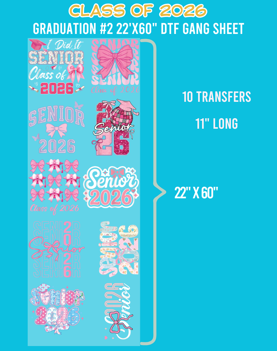 Class of 2026 Graduation DTF Gang Sheet #2 - 22"x60"