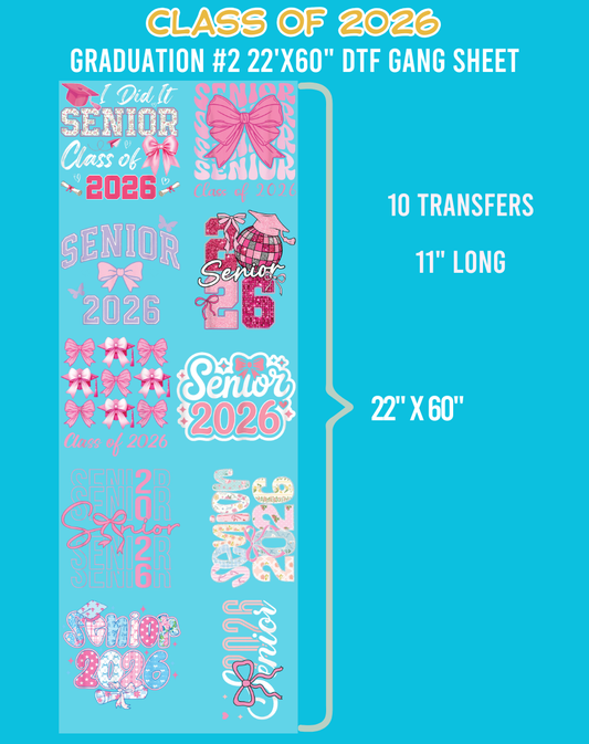 Class of 2026 Graduation DTF Gang Sheet #2 - 22"x60"