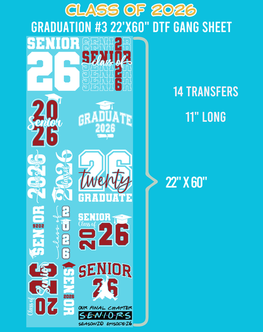 Class of 2026 Graduation DTF Gang Sheet #3 - 22"x60"