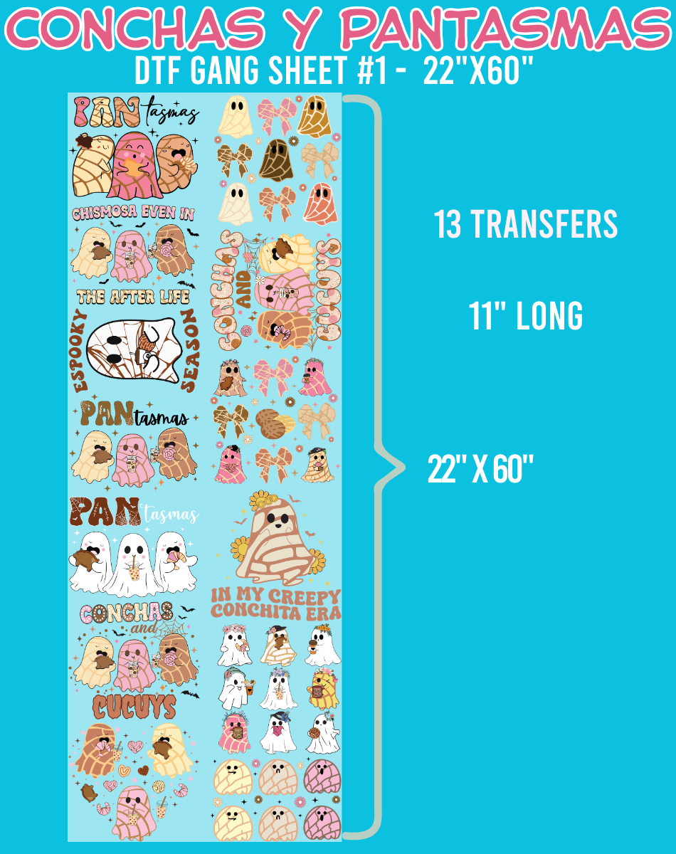 Conchas y Pantasmas DTF Gang Sheets - 22"x60"