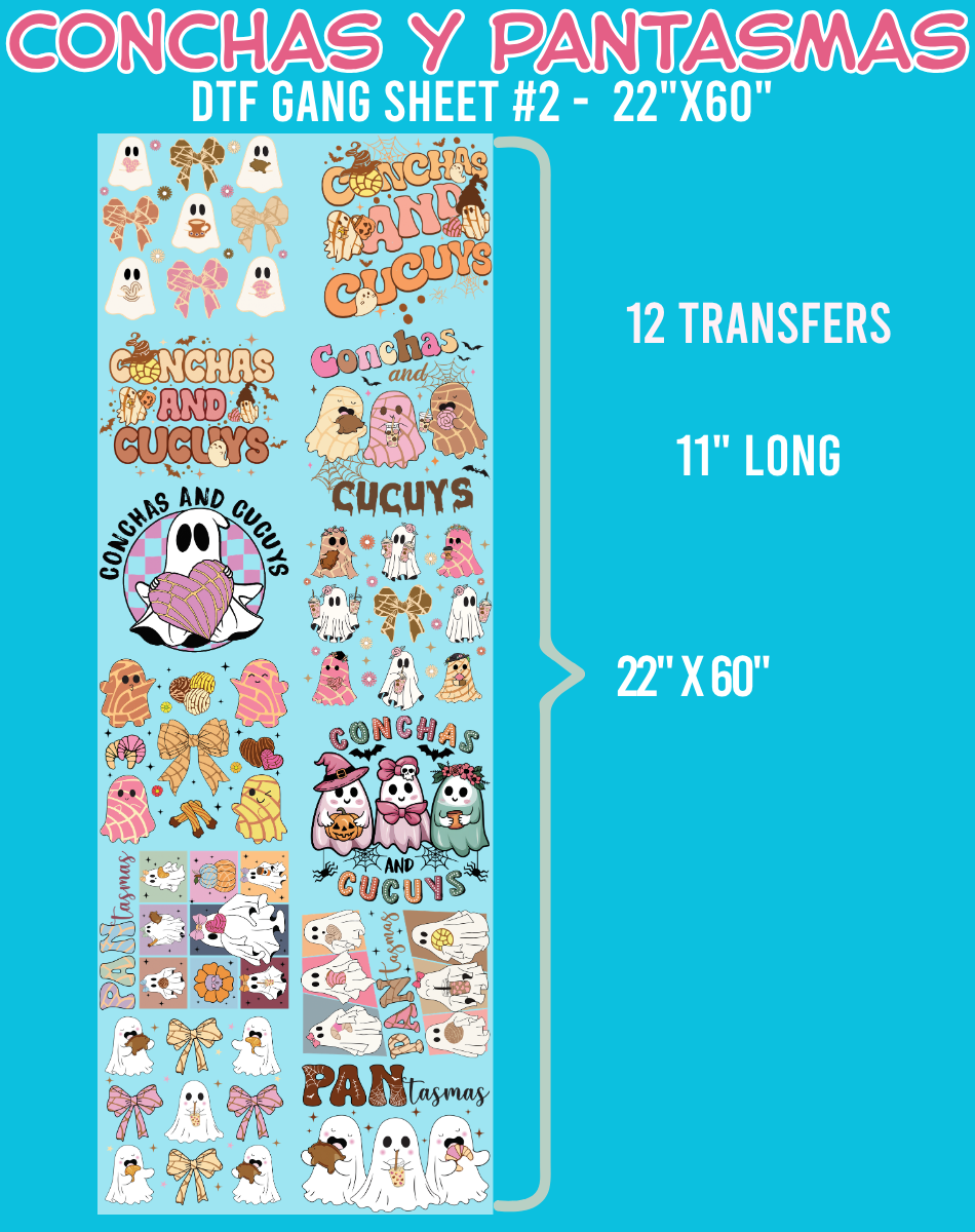 Conchas y Pantasmas DTF Gang Sheets - 22"x60"