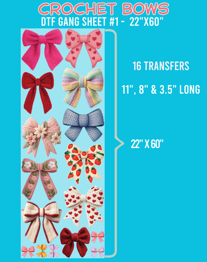 Crochet Bows DTF Gang Sheet #1 - 22"x60"