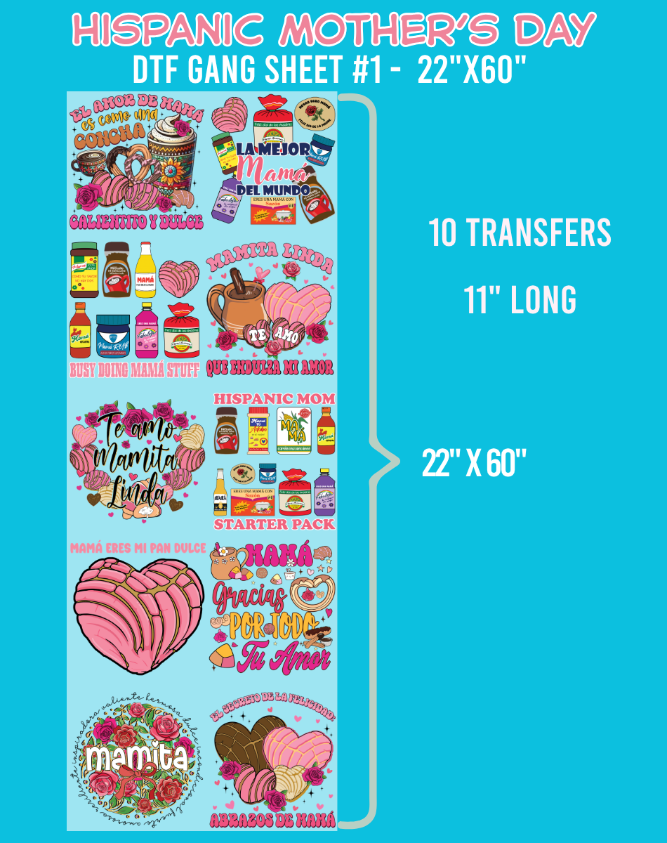 Hispanic Mother's Day DTF Gang Sheets - 22"x60"