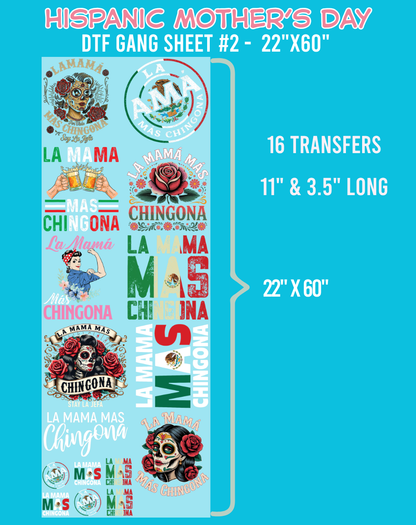 Hispanic Mother's Day DTF Gang Sheets - 22"x60"