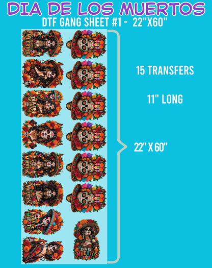 Dia de los Muertos DTF Gang Sheets - 22"x60"