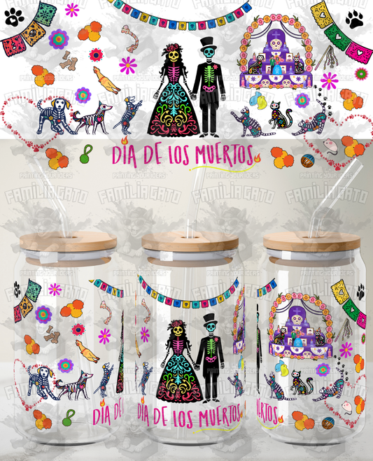 Dia de los Muertos Familia Pets UVDTF Wrap