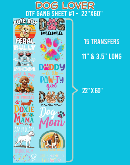 Dog Lover DTF Gang Sheet #1 - 22"x60"
