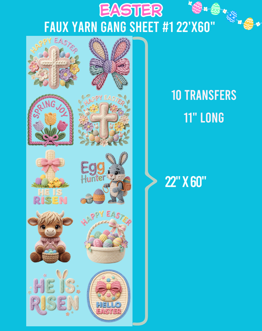Easter Faux Yarn DTF Gang Sheet #1 - 22"x60"