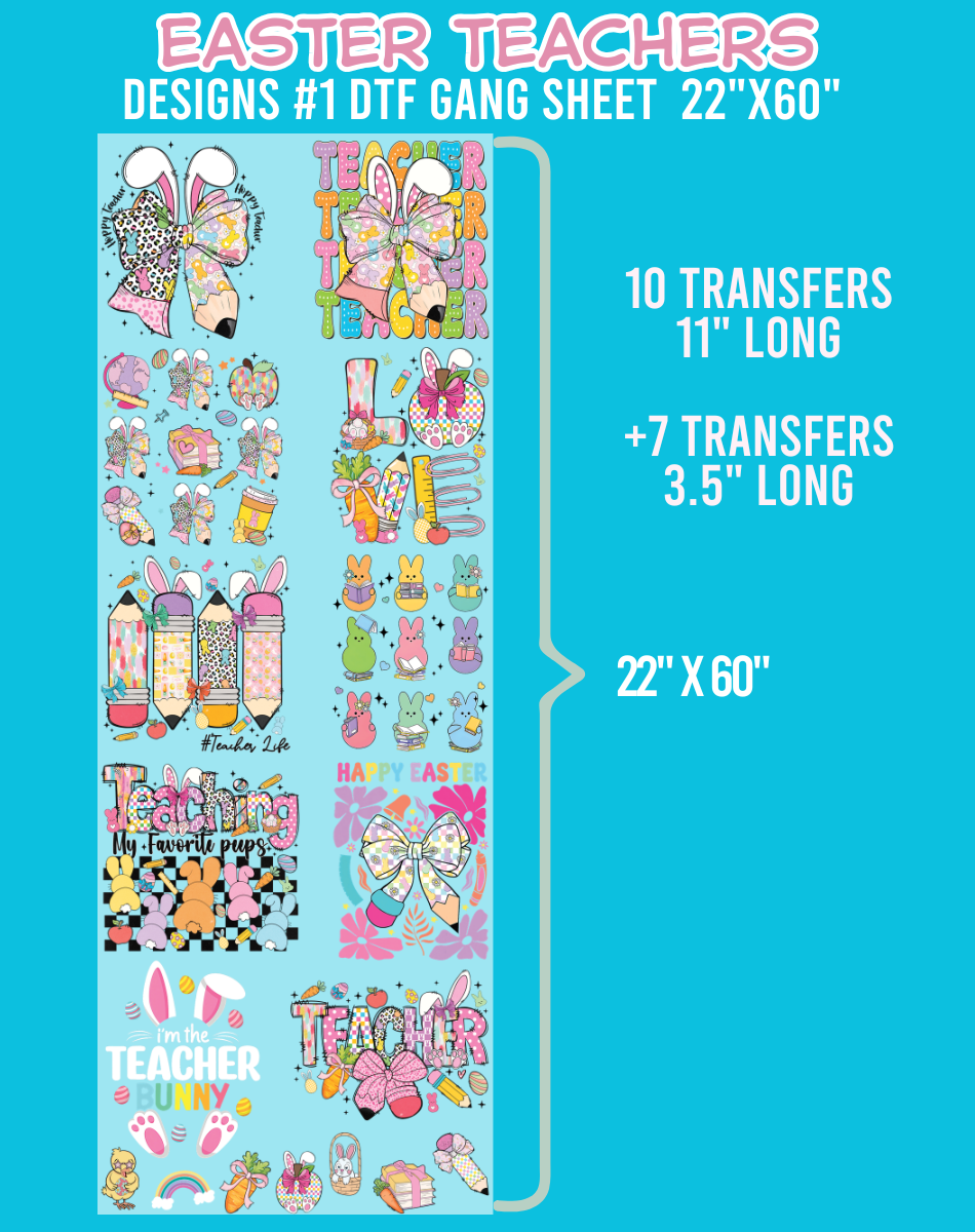 Easter Teachers DTF Gang Sheet #1 - 22"x60"