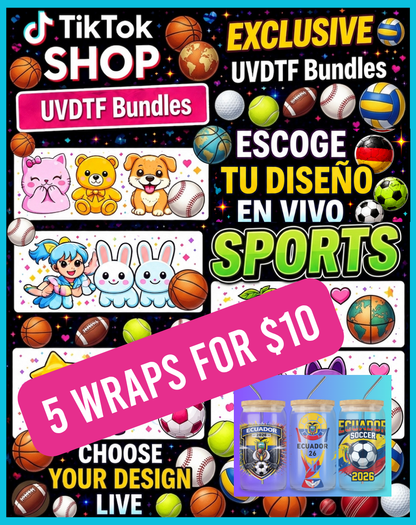Exclusive Sports UVDTF Bundles - 16 Oz Libbey Glass Can Wrap