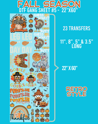 Fall Season DTF Gang Sheets - 22"x60"